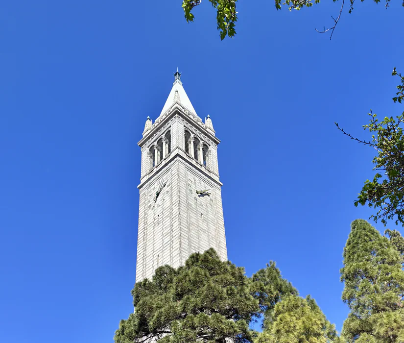 Sather Tower rising above the trees at UC Berkeley