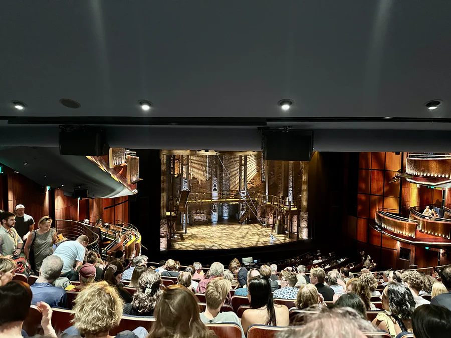 The stage inside Sydney Lyric Theatre before a performance of Hamilton